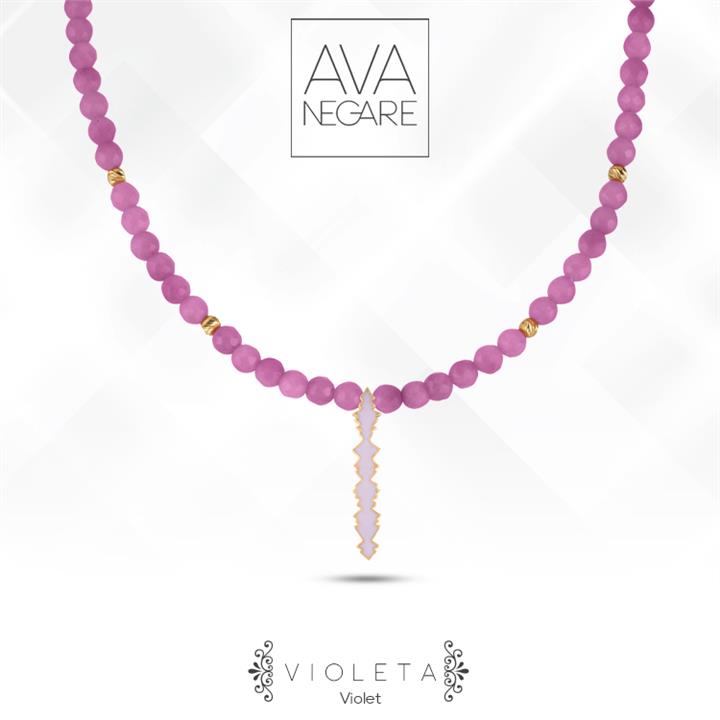 گردنبند طلا و مهره فرکانس صدا مدل ویولت Violet